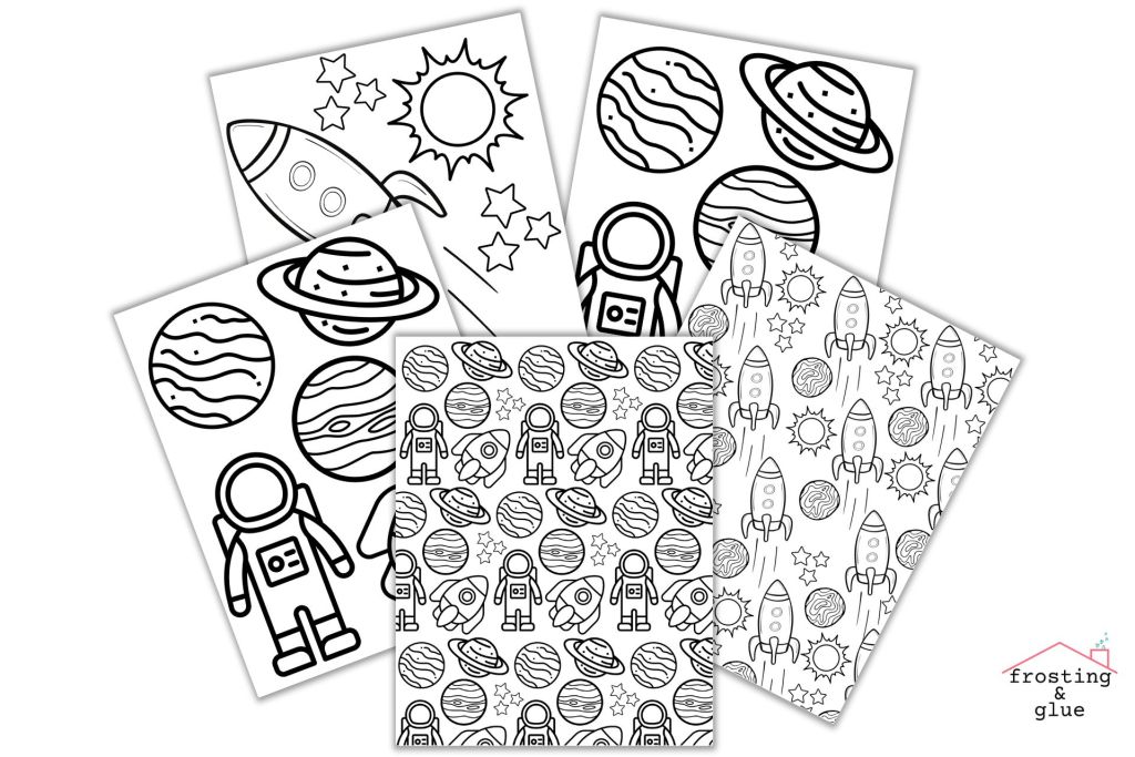 Free space coloring pages for kids and teens