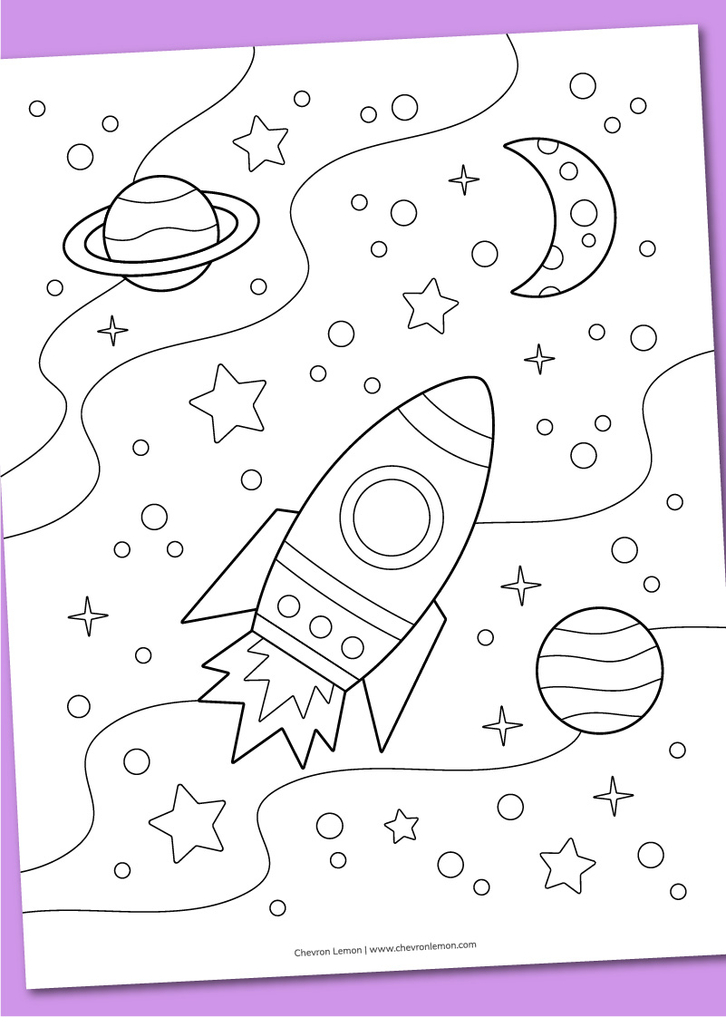 Printable space coloring page