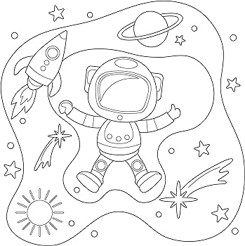 Space coloring book for kids astronauts planets space ships and outer space for kids ages