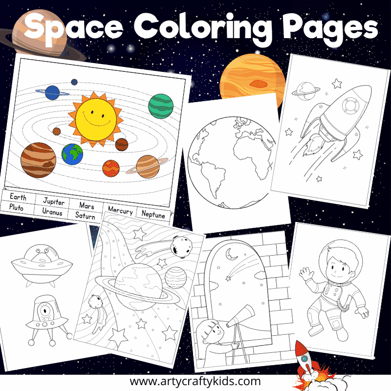 Space coloring pages