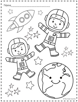 Space coloring pages by the kinder kids tpt