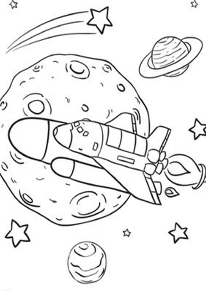 Free easy to print space coloring pages