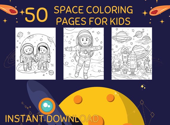 Space coloring pages for kids space coloring book for kids coloring pages digital download printable download now