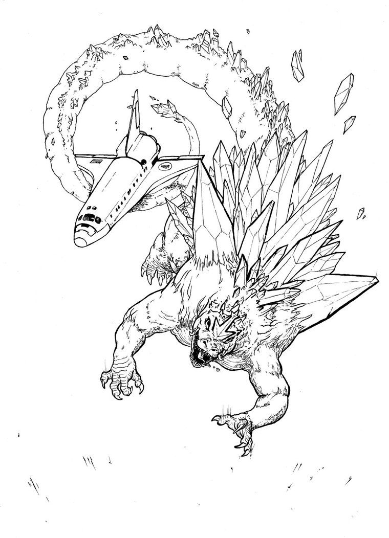 Space godzilla descends line art by boper coloring pages horse coloring pages unicorn coloring pages