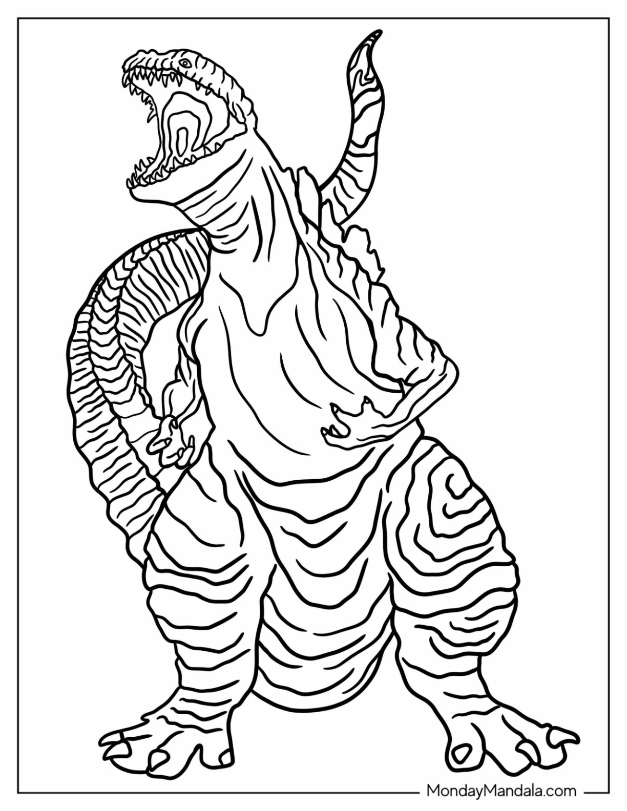 Godzilla coloring pages free pdf printables