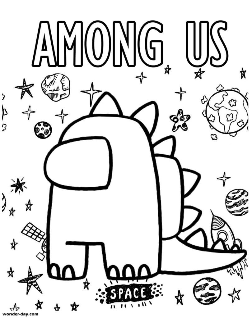 Among us godzilla coloring page printable