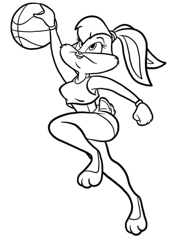 Lola bunny is playing basketball coloring page