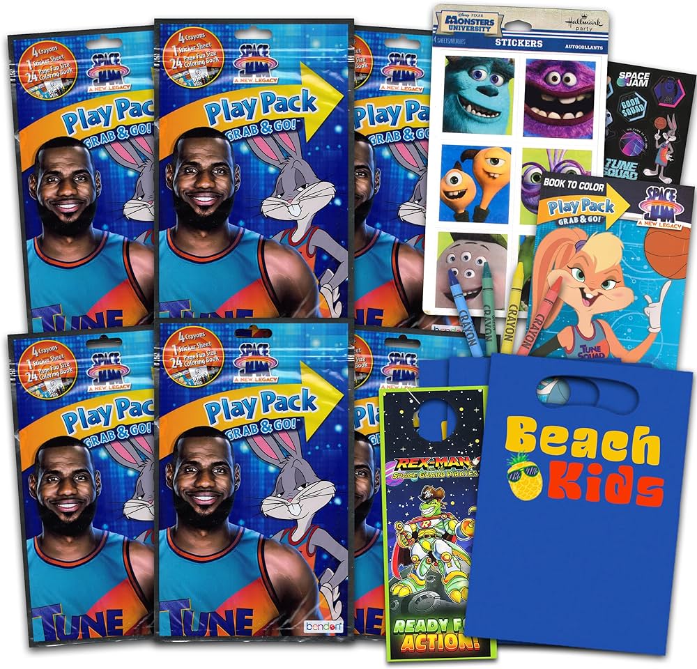 Space jam tune squad birthday party favors and supplies bundle for kids space jam looney tunes activity play packs for boys and girls with mini coloring book stickers and more