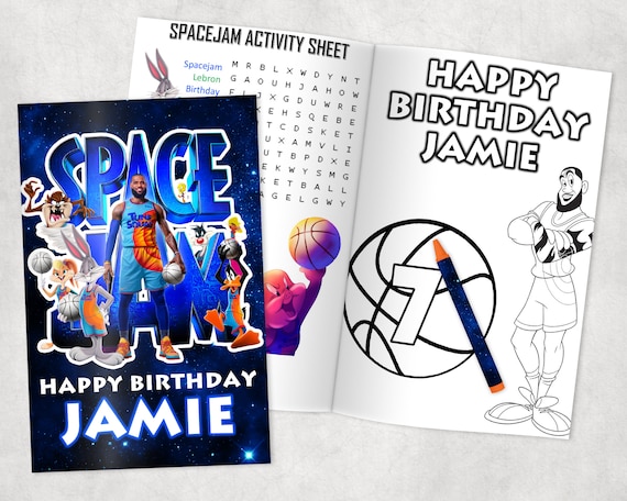 Spacejam personalized coloring books custom party favors thank you gift birthday printed shipped books