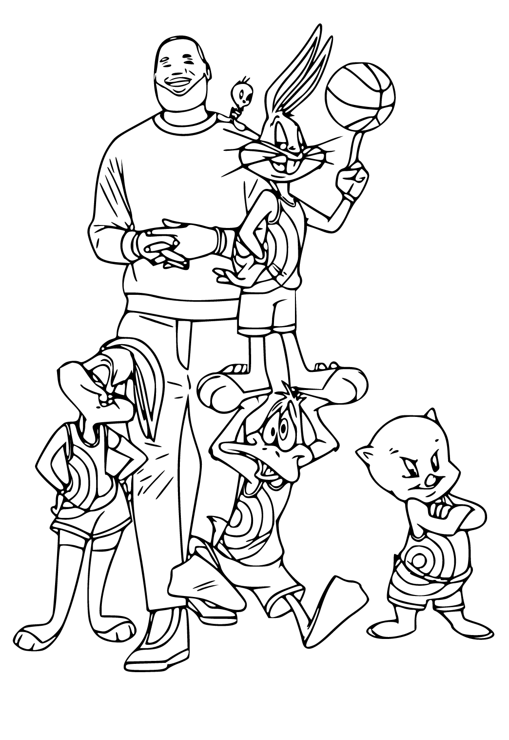 Free printable space jam characters coloring page for adults and kids