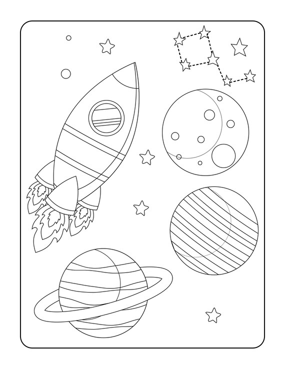 Space coloring sheets variety printable pdf part printable instant download outer space astronaut