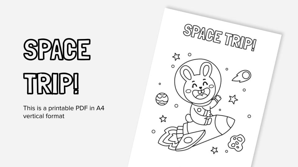 Space trip printable coloring worksheet