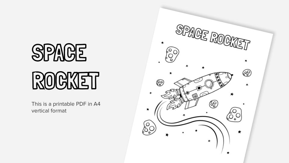 Space rocket printable coloring worksheet