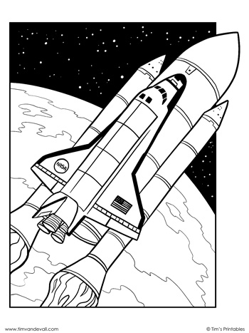 Space shuttle coloring page â tims printables