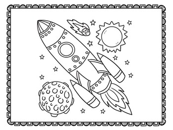 Outer space coloring pages book sheets astronaut planets preschool kindergarten