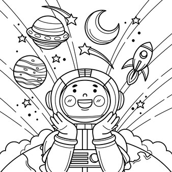 Page space coloring pages kids vectors illustrations for free download