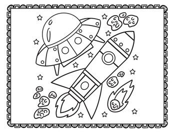 Outer space coloring pages book sheets astronaut planets preschool kindergarten