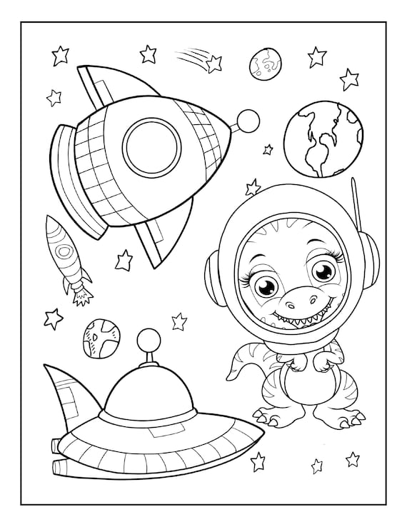 Digital download space fun coloring pages pages party package series of toddler and preschool