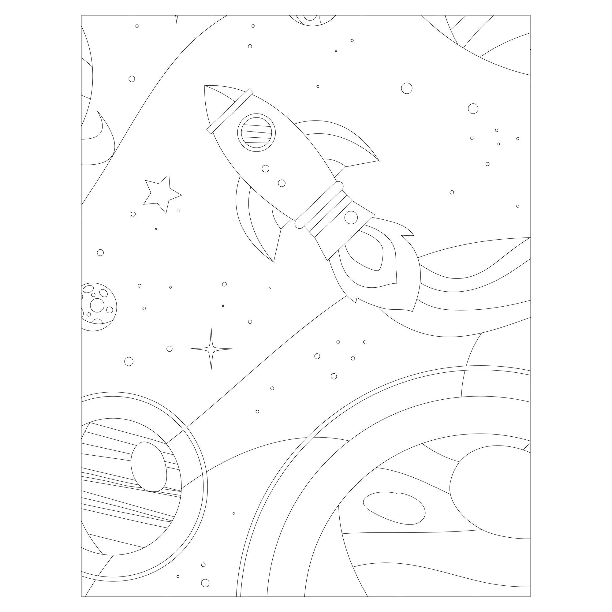 Premium vector printable space coloring pages for kids