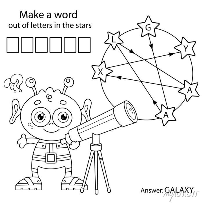 Make a word out of letters in the stars puzzle game coloring plakãty na zeä â plakãty tisk mateåskã åkola grafickã