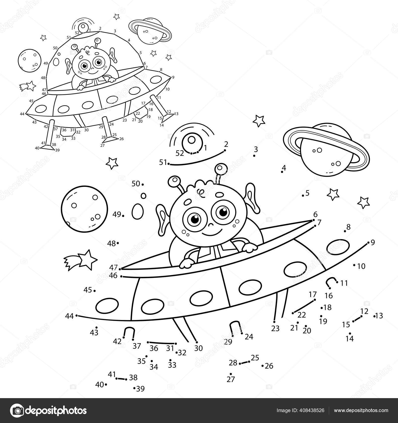 Puzzle game kids numbers game coloring page outline cartoon flying stock vector by oleon