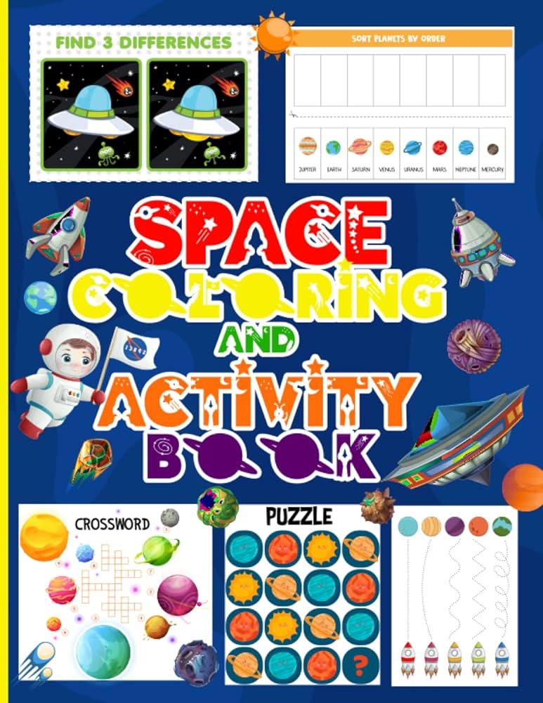 Space coloring and activity book solar system and outer space coloring pages and games of universe and planets like puzzles world search and brain games shop book magics books