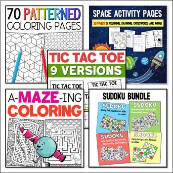 Coloring pages puzzles games fun activity pages for early finishers bundle