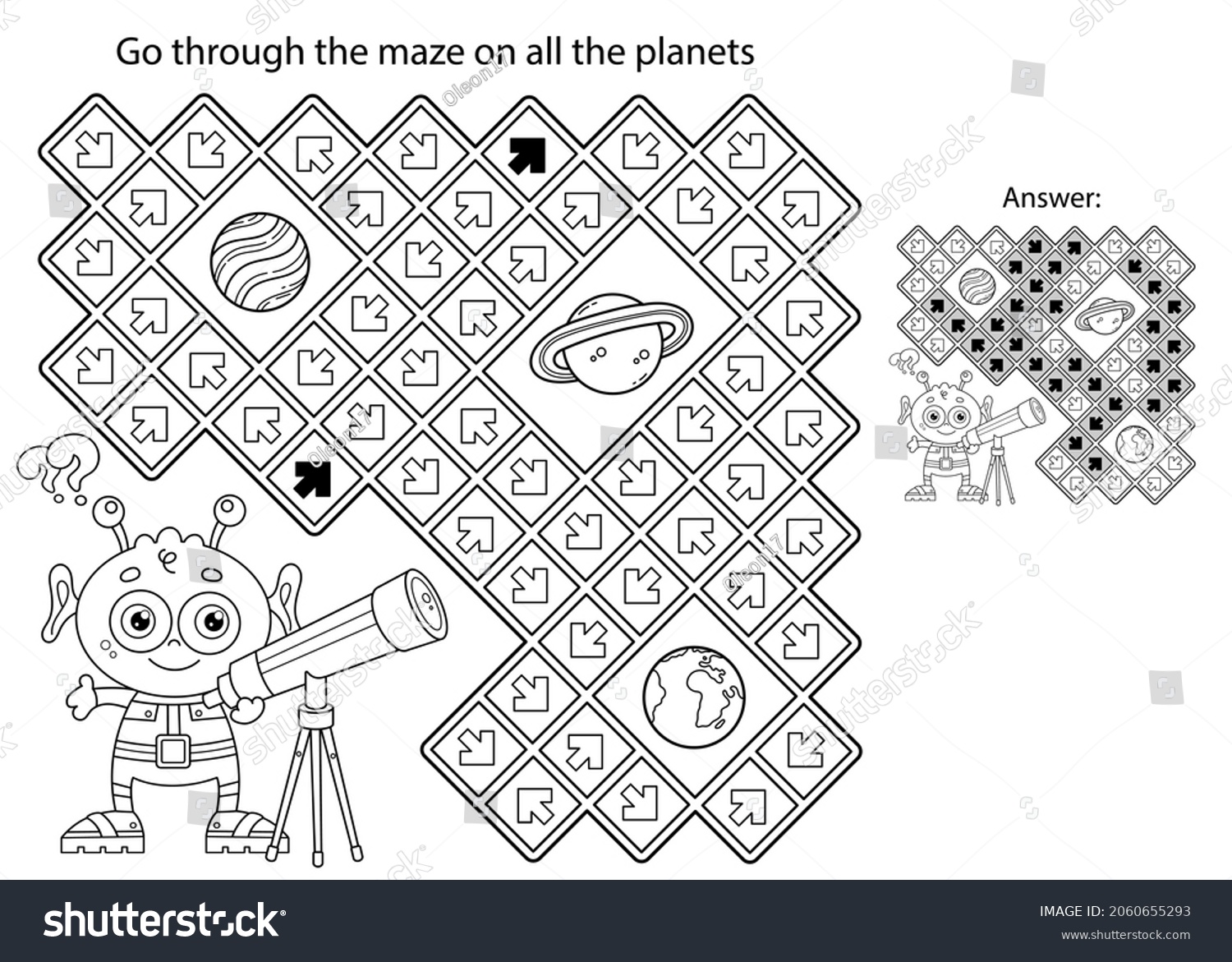 Maze labyrinth game puzzle coloring page stock vector royalty free