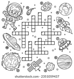 Crossword puzzle game kids on space stock vector royalty free