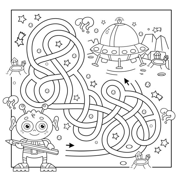 Alien coloring book humanoid space alien vector illustration stock clipart royalty