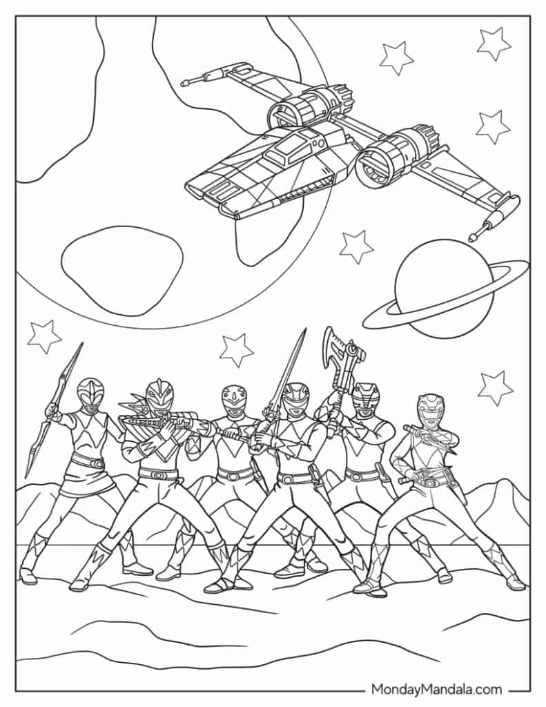 Power rangers coloring pages free pdf printables