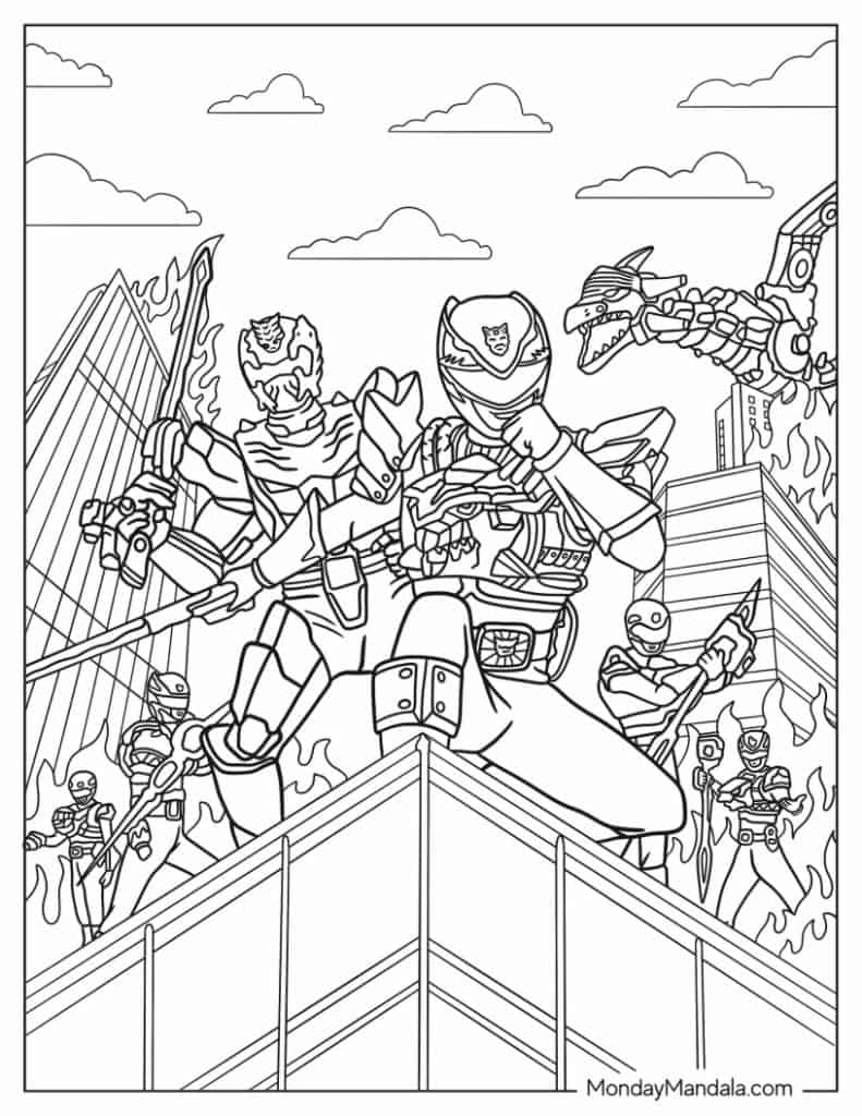 Power rangers coloring pages free pdf printables