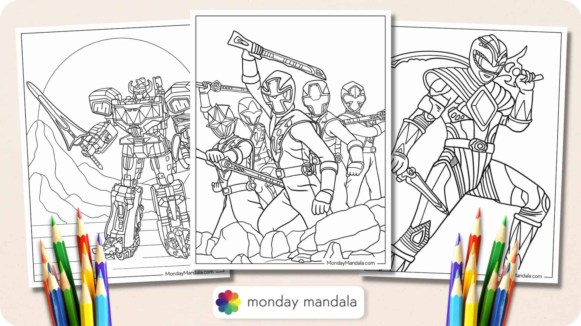 Power rangers coloring pages free pdf printables