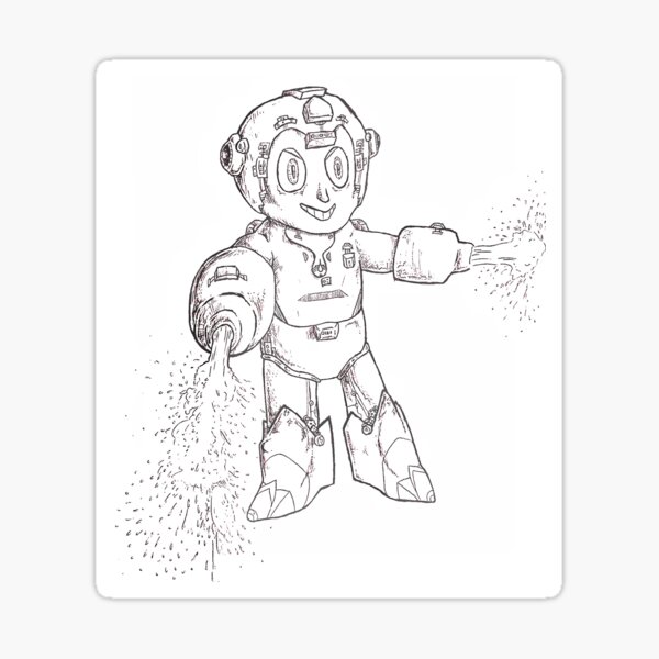 Mega man water gun parody sticker for sale by cashlinrap