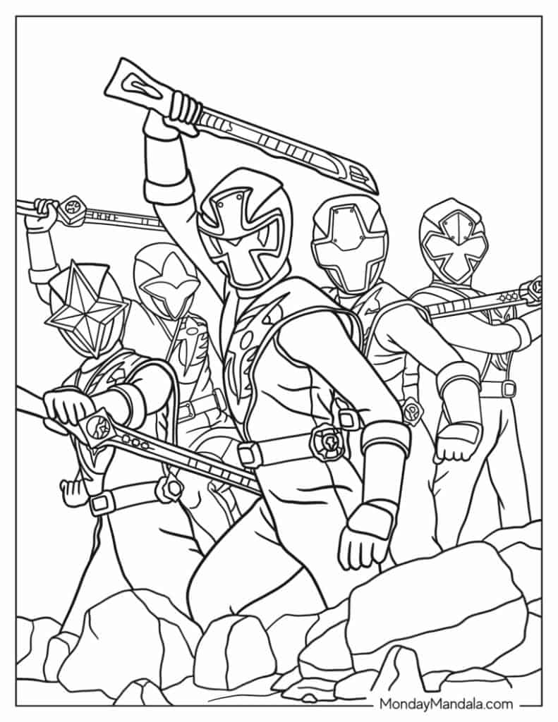 Power rangers coloring pages free pdf printables