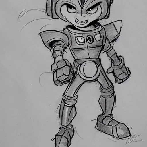 Milt kahl sketch of ratchet and clank classic disney stable diffusion