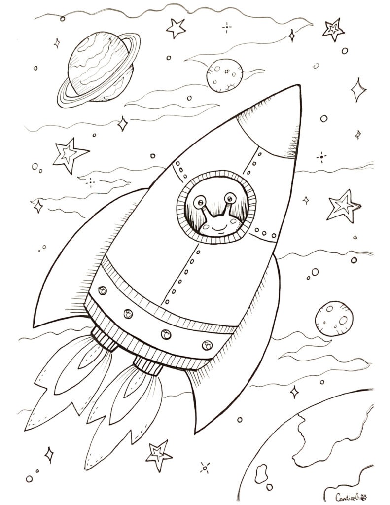 Space ship colouring sheet scyap