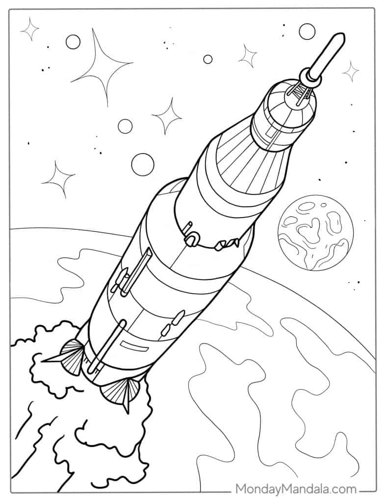 Rocket coloring pages free pdf printables