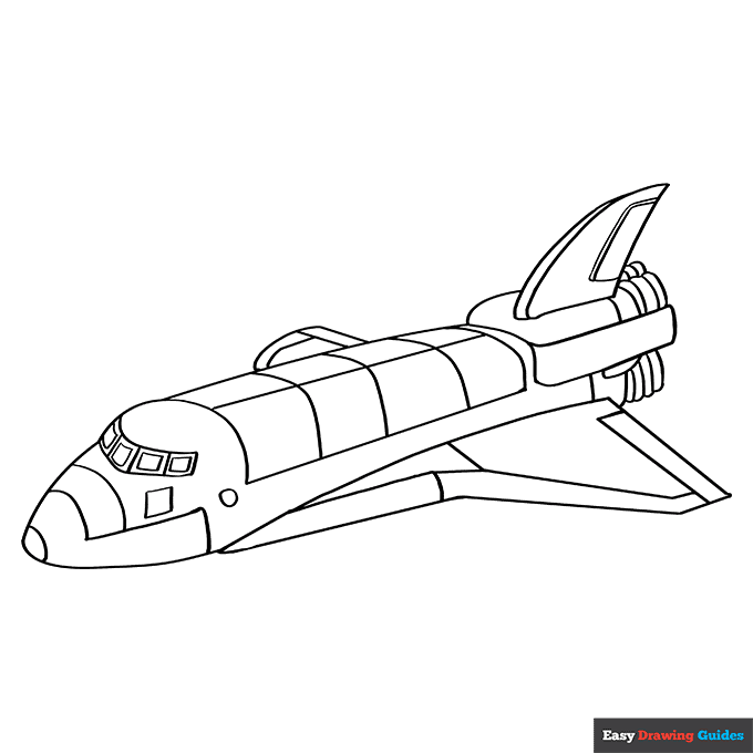 Space shuttle coloring page easy drawing guides