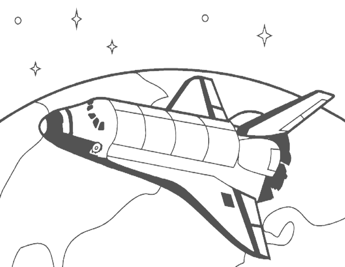 Shuttle in orbit coloring page