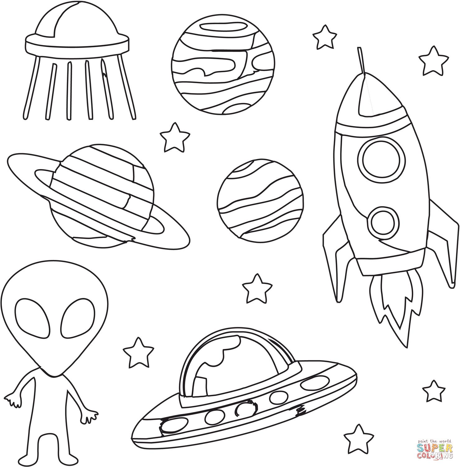 In outer space coloring page free printable coloring pages