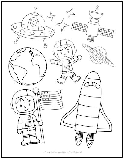 Outer space collage coloring page print it free