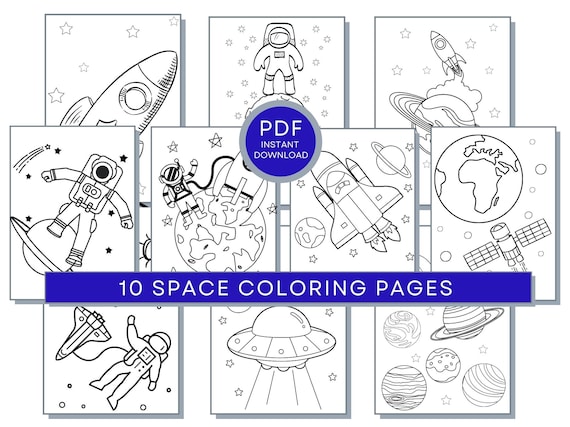 Space coloring pages space pdf space printables space coloring pages space activity sheets rocket coloring astronaut print