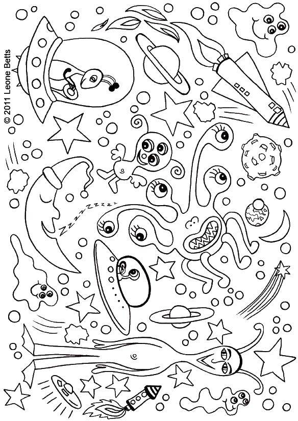 Online coloring pages coloring page aliens space download print coloring page