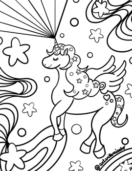 Space unicorn coloring sheet by artwithmissko tpt