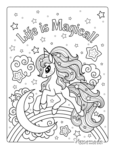 Magical unicorn coloring pages for kids adults