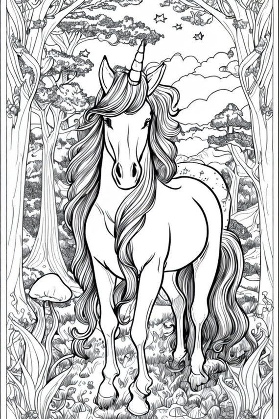 Unique coloring pages for adults and children printable and digital unicorns dragons birds robots space nature foxes