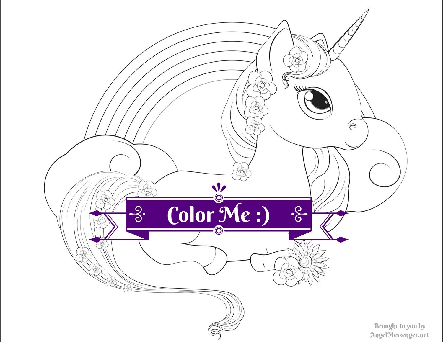 Unicorn pony rainbow coloring page â angel messenger online store â angel messenger