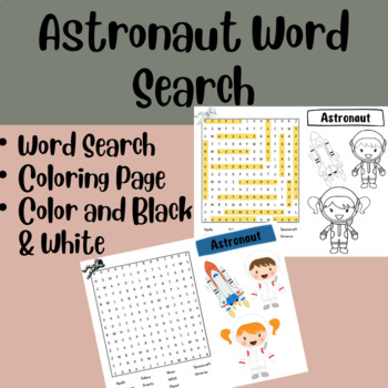 Astronaut space word search simple space word hunt with astronaut coloring page