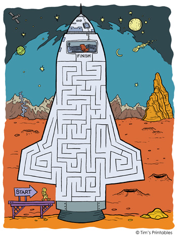 Spaceship maze â tims printables